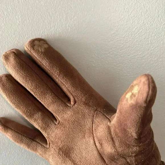 Gant Tech gloves,touchscreen compatible,light brown,ruched,soft suede like OSFM - Picture 4 of 7